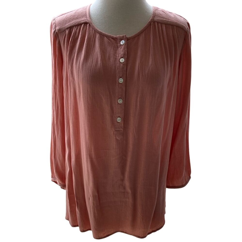 Pure Jill (J. Jill) Salmon Color Henley Style Top Size S